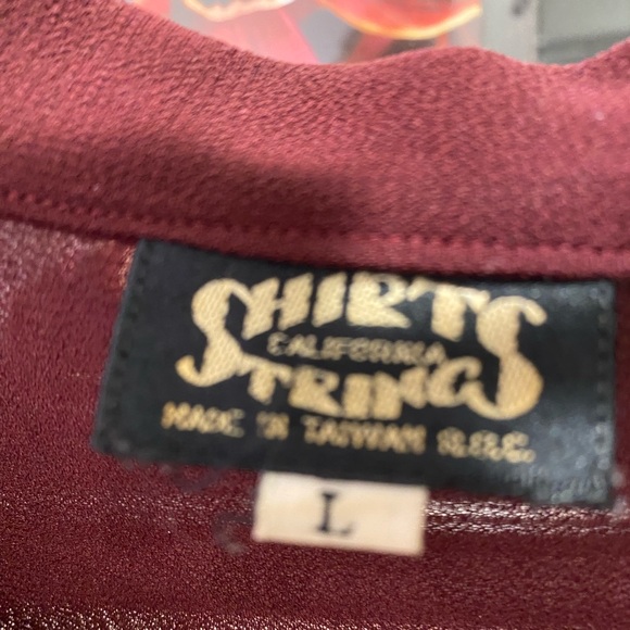 SHIRTS STRINGS SHEER MAROON BLOUSE - Picture 5 of 5